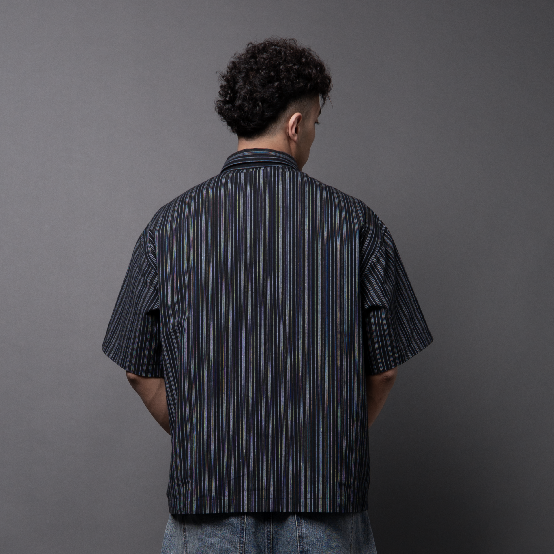 Vintage Striped Graphic Button-Up Shirt