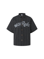 Vintage Striped Graphic Button-Up Shirt